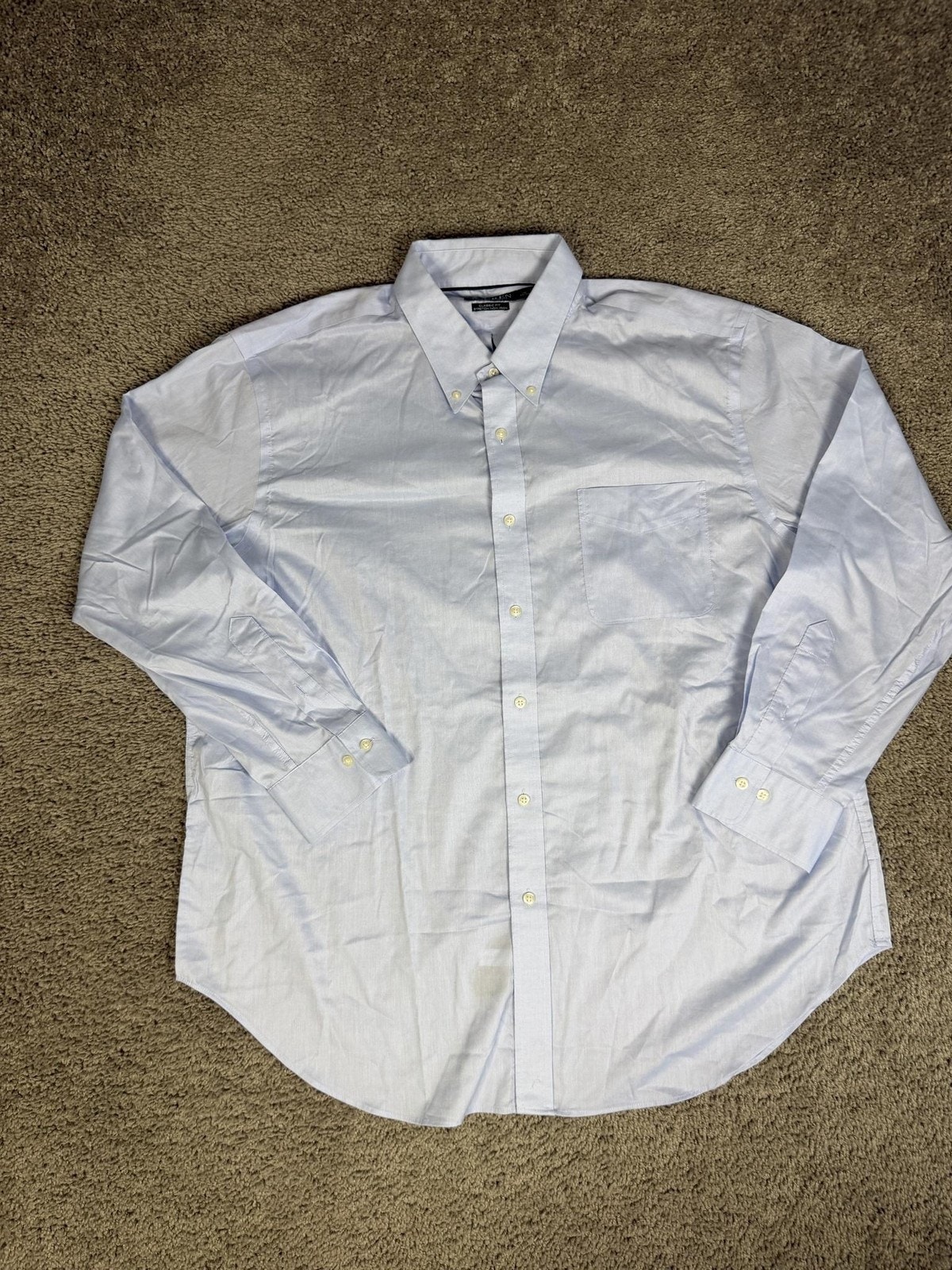 Lauren Ralph Lauren Shirt Mens 18 Blue Classic Fit Stretch Button-Up Non-Iron